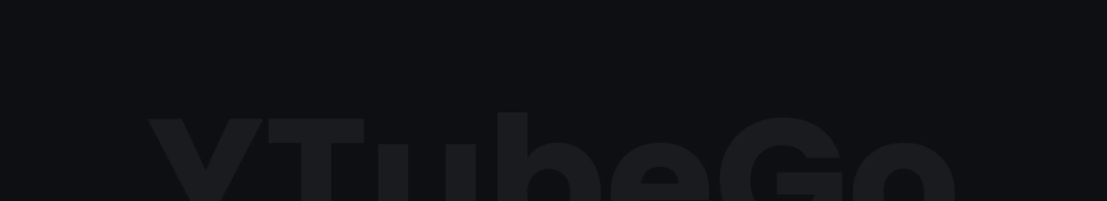 Large YTubeGo wordmark behind toolkit navigation