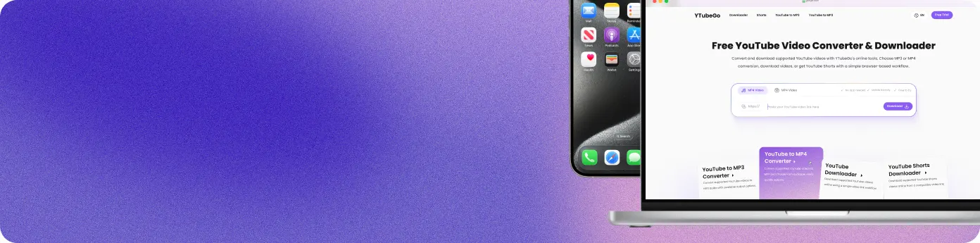 Device screens showing YouTube tools online